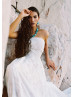 Strapless Ivory Lace Open Back Wedding Dress